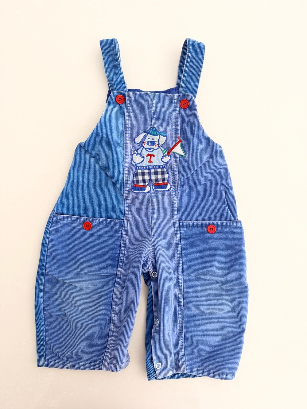 Vintage 90s ICZ Blue Corduroy Overalls • Size 18M